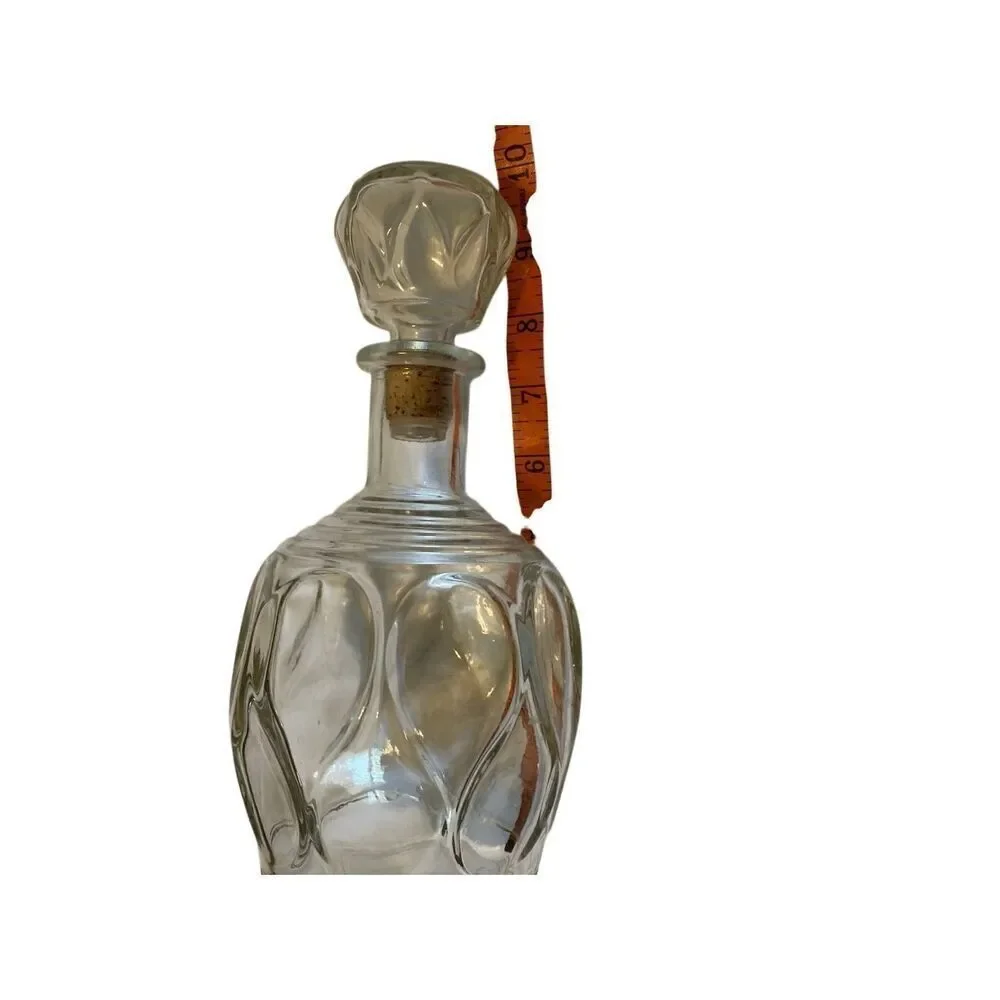 Vintage 1960s Modern Teardrop Shaped Stopper Mid Century Clear Glass Decanter